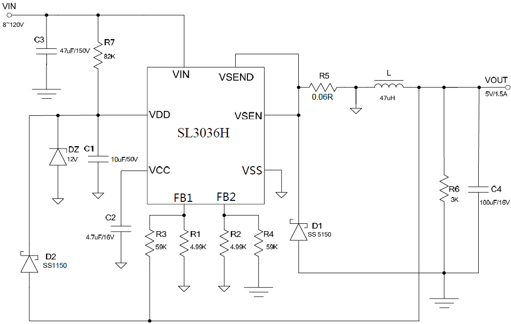 SL3036H 150V MOS 12V 5V 3.3V/1.5AԴоƬ